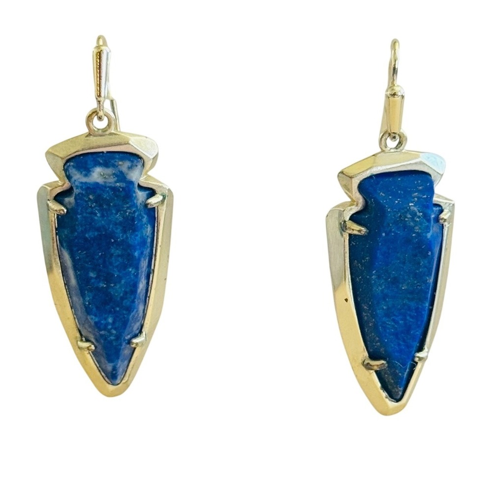 Kendra Scott Skylar Blue‎ Lapis Lazuli Earrings Arrowhead Dangle Pierced Retired